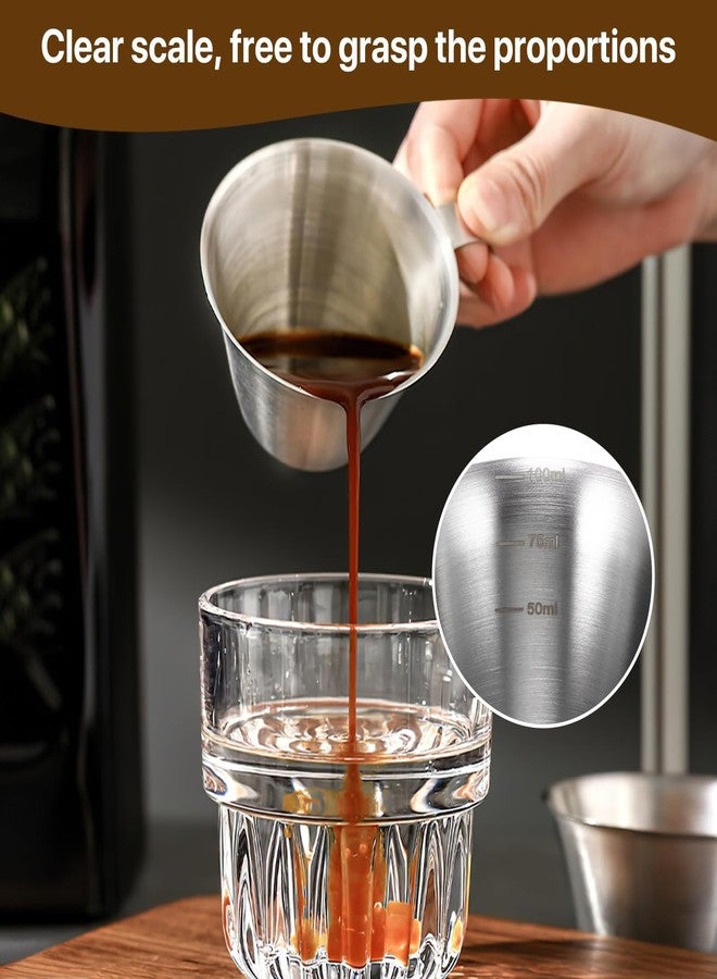 squishy 2 Pcs Espresso Cup, 100ml Stainless Steel Measuring Cups for Kitchen, Precise Measurement Tool for Coffee and Oils, Barista Essentials - Image 3